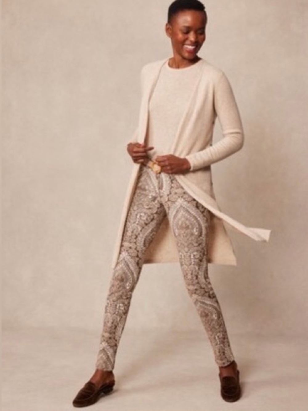 J. McLaughlin Lexi Brown/Off-White Mega Ravi Paisley Boho Print Pant Jeans Sz 12 - Picture 5 of 17